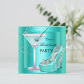 Invitation Bachelorette Party Aqua Turquoise Blue Turquoise C (Debout devant)