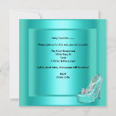 Invitation Bachelorette Party Aqua Turquoise Blue Turquoise C (Dos)
