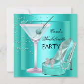 Invitation Bachelorette Party Aqua Turquoise Blue Turquoise C (Devant)