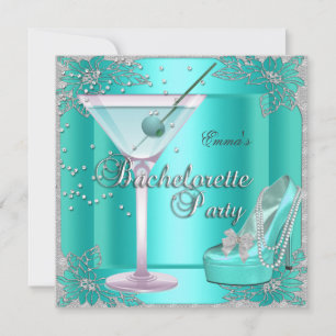 Invitation Bachelorette Party Aqua Turquoise Blue Turquoise C