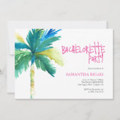 Invitation Bachelorette Party Aquarelle Tropicale Palm Tree (Devant)