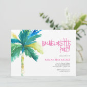 Invitation Bachelorette Party Aquarelle Tropicale Palm Tree (Debout devant)