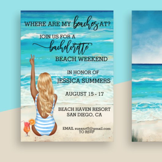 Invitation Bachelorette Party Beach Vacances Paysage marin