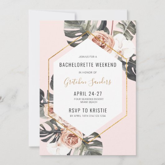 Invitation Bachelorette Party Beach Week-end Itinéraire (Devant)