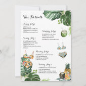 Invitation Bachelorette Party Beach Week-end Itinéraire (Dos)