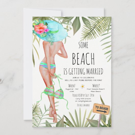 Invitation Bachelorette Party Beach Week-end Itinéraire Invit (Devant)