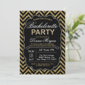 Invitation Bachelorette Party Black & Gold Parties scintillan (Debout devant)