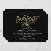 Invitation Bachelorette Party Black Gold Script Typographie (Devant / Derrière)