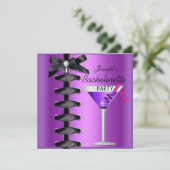 Invitation Bachelorette Party Black Purple Cocktail Cravate (Debout devant)