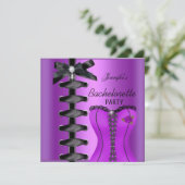 Invitation Bachelorette Party Black violet diamant Cravate (Debout devant)