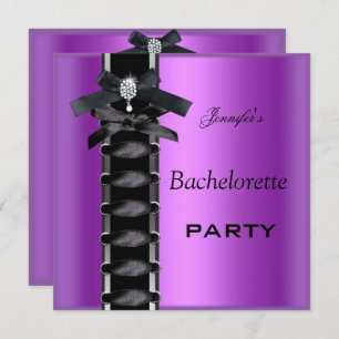 Invitation Bachelorette Party Black violet diamant Cravate