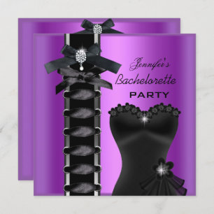 Invitation Bachelorette Party Black violet diamant Cravate