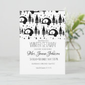 Invitation Bachelorette Party Camper Mountain hiver (Debout devant)