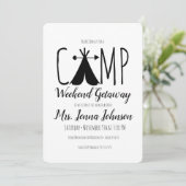 Invitation Bachelorette Party Camping Week-end Tente (Debout devant)