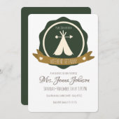 Invitation Bachelorette Party Camping Week-end Tente Badge (Devant / Derrière)