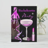Invitation Bachelorette Party Champagne en bâton rose (Debout devant)