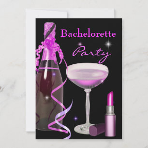 Invitation Bachelorette Party Champagne en bâton rose