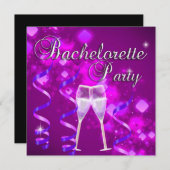 Invitation Bachelorette Party Champagne violet Verre noir (Devant / Derrière)