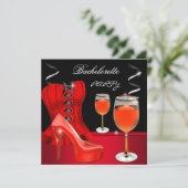 Invitation Bachelorette Party Chaussure Rouge Corset Vin noir (Debout devant)