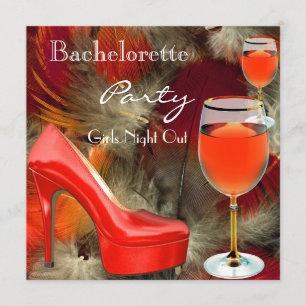 Invitation Bachelorette Party Chaussures rouges Hi Talons Vin