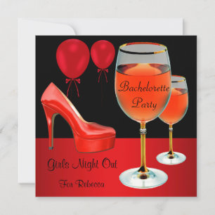 Invitation Bachelorette Party Chaussures rouges Hi Talons Vin