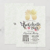 Invitation Bachelorette Party Chic Gold Foil Ananas Couple (Devant / Derrière)