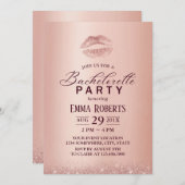 Invitation Bachelorette Party Chic Lips Rose Gold (Devant / Derrière)