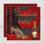 Invitation Bachelorette Party Corset Black Red Robe Chaussure (Devant / Derrière)