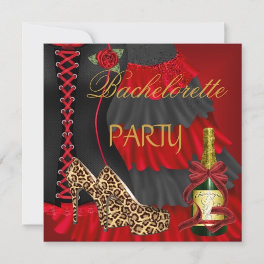 Invitation Bachelorette Party Corset Black Red Robe Chaussure (Devant)