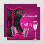 Invitation Bachelorette Party Corset Black Rose Chaussures 2 (Devant / Derrière)