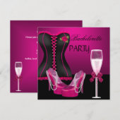 Invitation Bachelorette Party Corset Chaussures roses Hi Heel (Devant / Derrière)