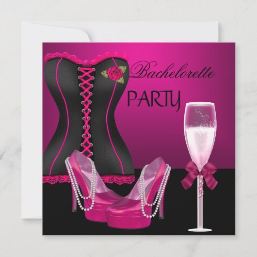 Invitation Bachelorette Party Corset Chaussures roses Hi Heel (Devant)
