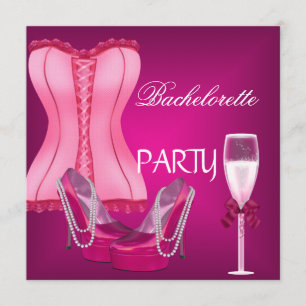 Invitation Bachelorette Party Corset Chaussures roses Hi Heel