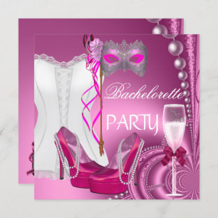 Invitation Bachelorette Party Corset Chaussures roses masque