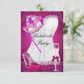 Invitation Bachelorette Party Corset Chaussures roses masque (Debout devant)