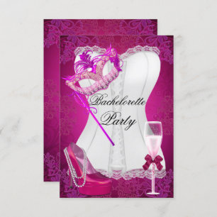 Invitation Bachelorette Party Corset Chaussures roses masque