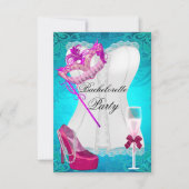 Invitation Bachelorette Party Corset Turquoise Rose Chaussure (Devant)