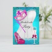Invitation Bachelorette Party Corset Turquoise Rose Chaussure (Debout devant)