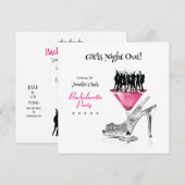 Invitation Bachelorette Party Danser sur Martini Glass Invita (Devant / Derrière)