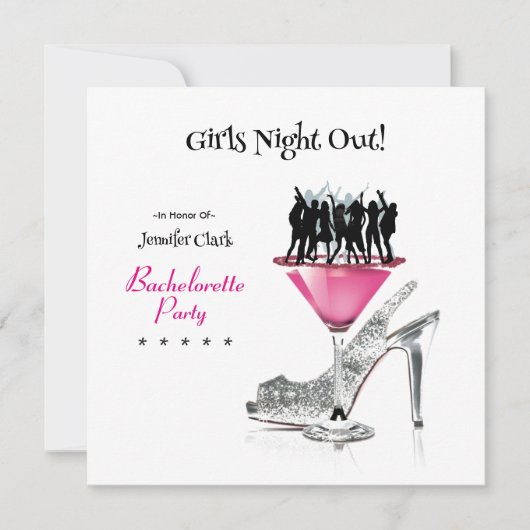 Invitation Bachelorette Party Danser sur Martini Glass Invita (Devant)