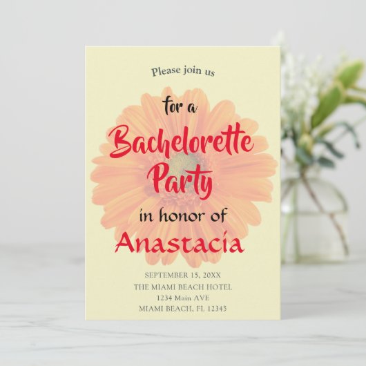 Invitation Bachelorette Party floral personnalisé (Debout devant)