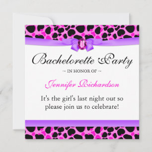 Invitation Bachelorette Party Funky Diva Leopard rose