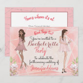 Invitation Bachelorette Party Glamourous Girls Peach Tones (Devant / Derrière)