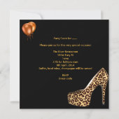 Invitation Bachelorette Party Gold Chaussures Hi Talons Vin V (Dos)