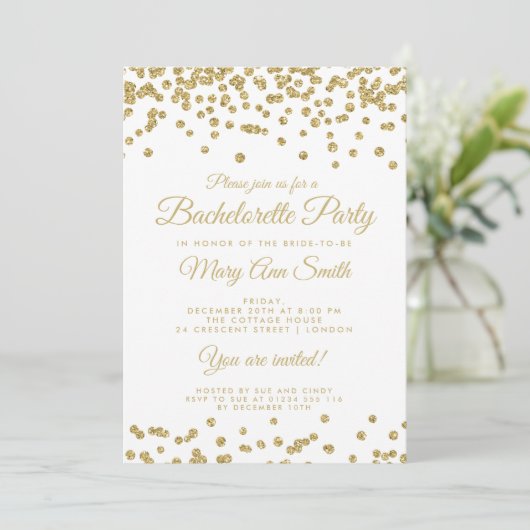 Invitation Bachelorette Party Gold Faux Parties scintillant C (Debout devant)