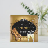 Invitation Bachelorette Party Gold Leopard Black Chaussures 2 (Debout devant)