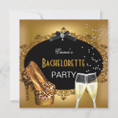 Invitation Bachelorette Party Gold Leopard Black Chaussures 2 (Devant)