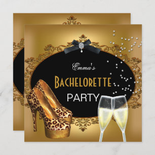 Invitation Bachelorette Party Gold Leopard Black Chaussures 2