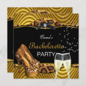 Invitation Bachelorette Party Gold Leopard Black Chaussures 2 (Devant / Derrière)