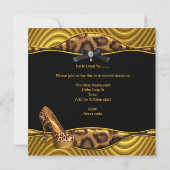 Invitation Bachelorette Party Gold Leopard Black Chaussures 2 (Dos)